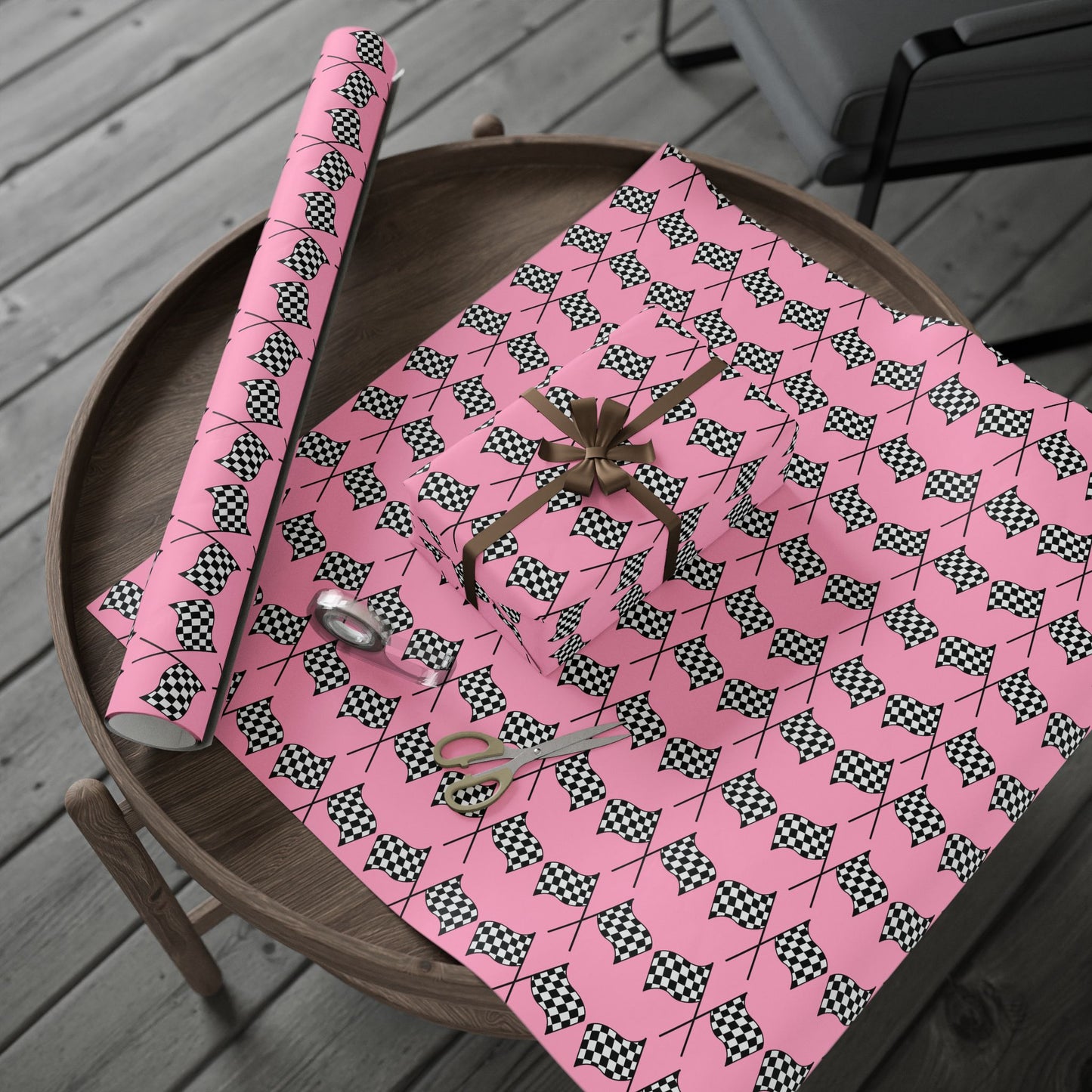 Copy of Checkered Flag Wrapping Paper — Racing Gift Wrap (PINK)