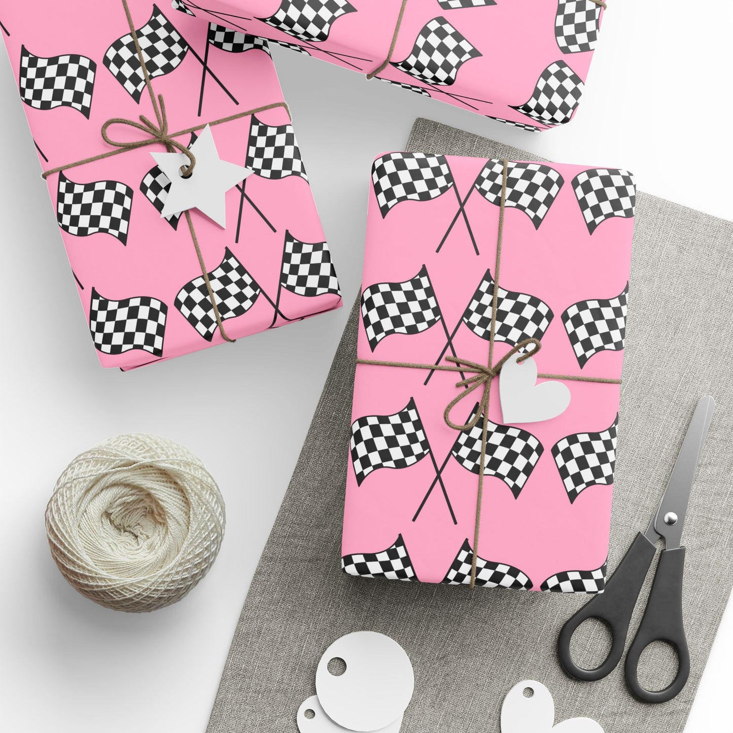 Copy of Checkered Flag Wrapping Paper — Racing Gift Wrap (PINK)