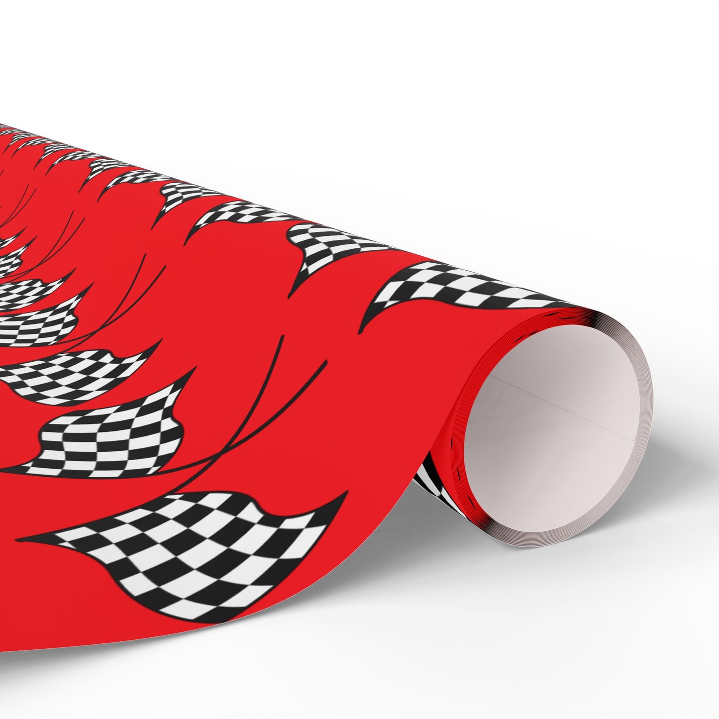 Checkered Flag Wrapping Paper — Racing Gift Wrap (RED)