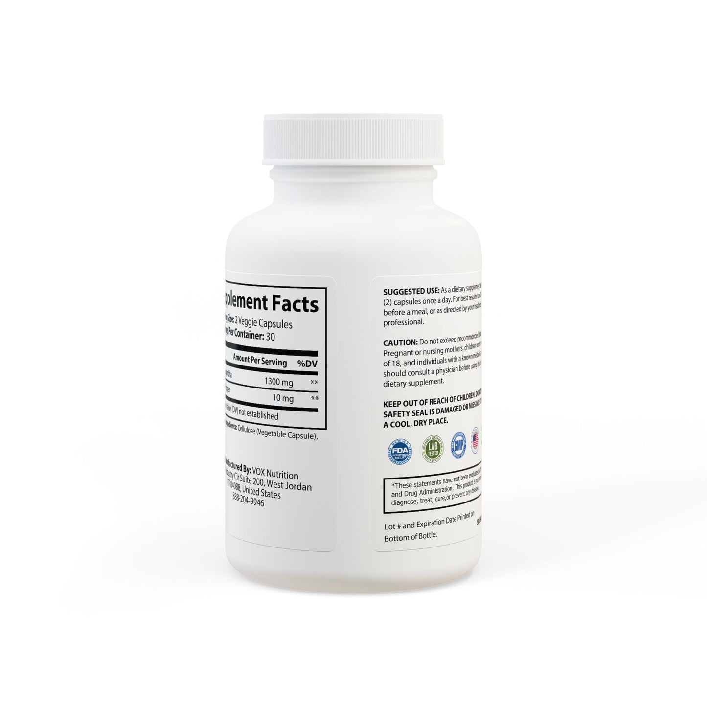 Backstretch Merch's Ashwagandha and Black Pepper Supplement (60 capsules)