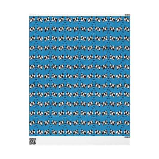 Copy of Checkered Flag Wrapping Paper — Racing Gift Wrap (LIGHT BLUE)