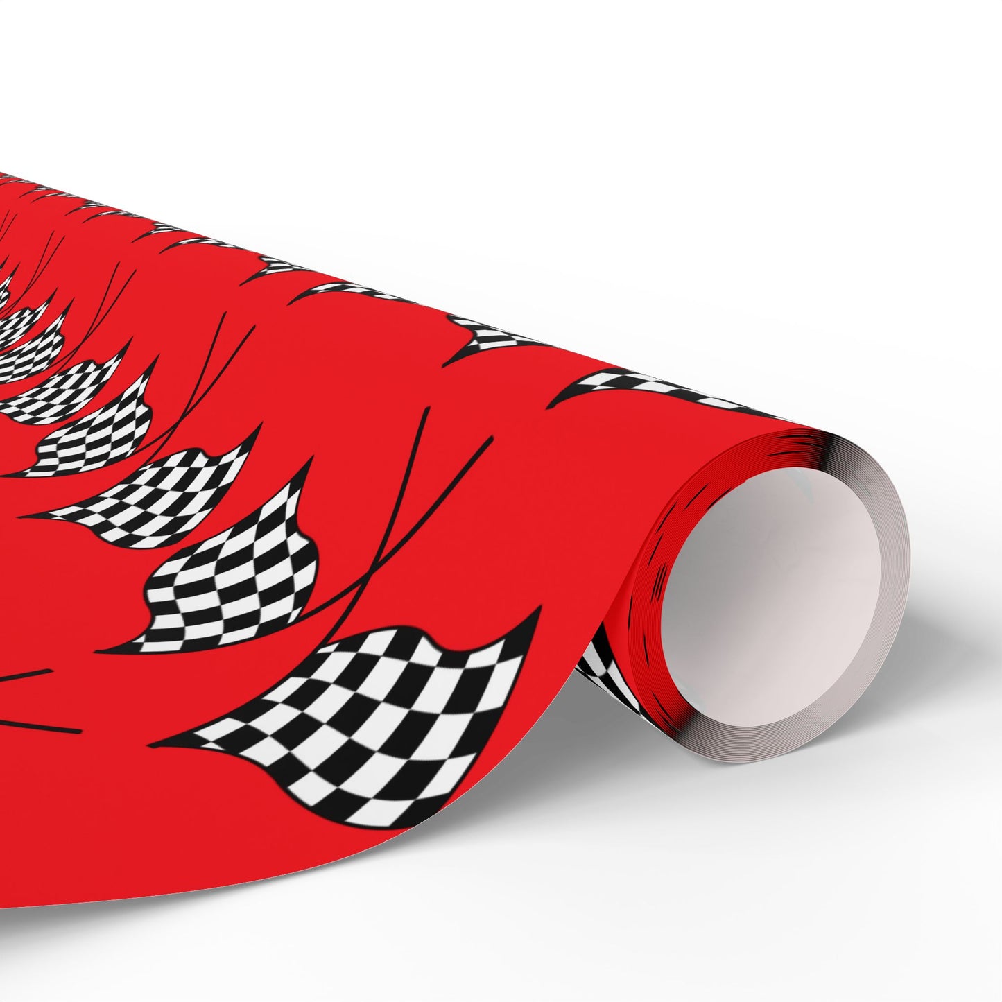 Checkered Flag Wrapping Paper — Racing Gift Wrap (RED)