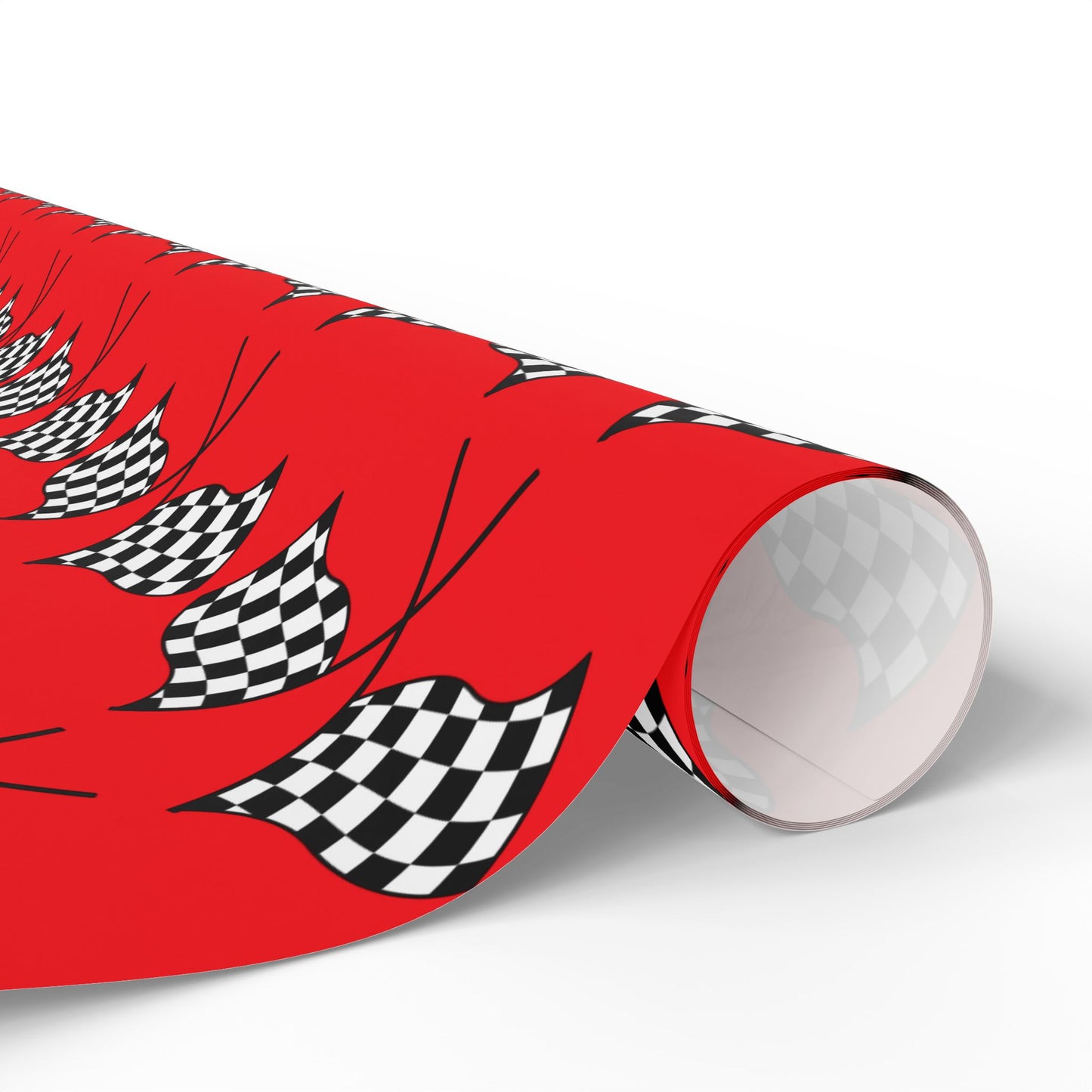 Checkered Flag Wrapping Paper — Racing Gift Wrap (RED)