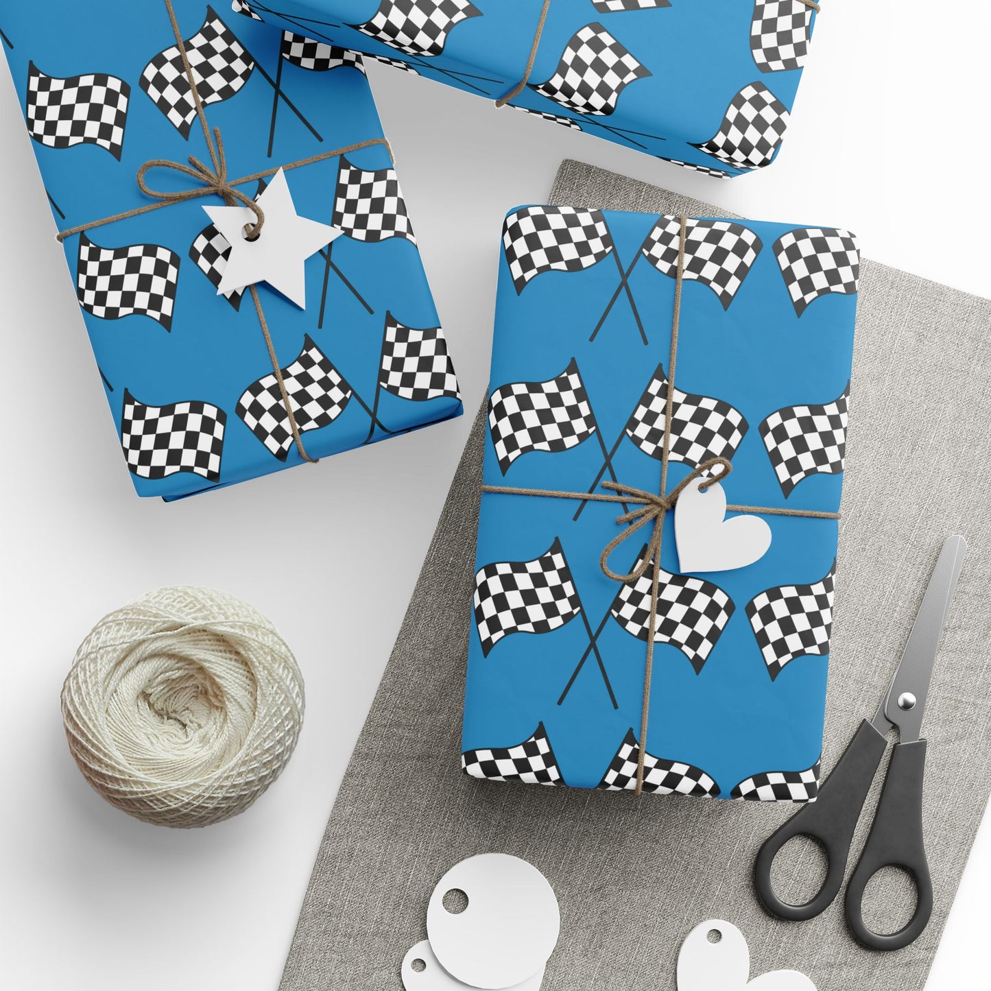 Copy of Checkered Flag Wrapping Paper — Racing Gift Wrap (LIGHT BLUE)