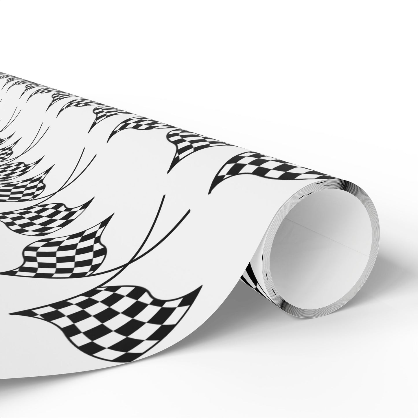 Checkered Flag Wrapping Paper — Racing Gift Wrap (WHITE)