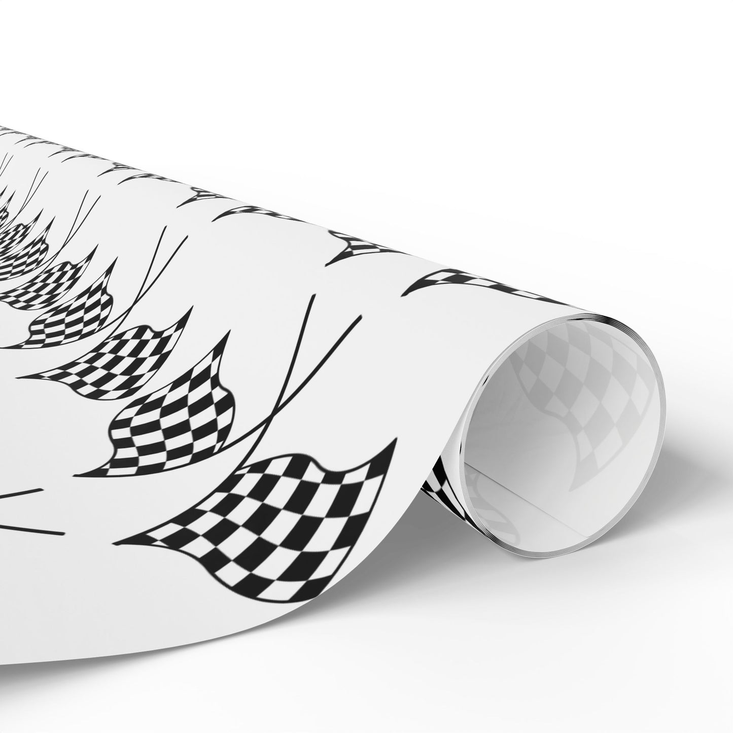 Checkered Flag Wrapping Paper — Racing Gift Wrap (WHITE)