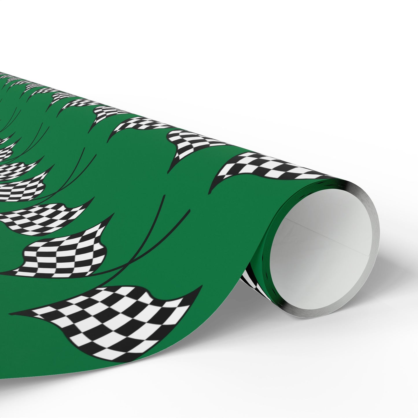 Checkered Flag Wrapping Paper — Racing Gift Wrap (GREEN)