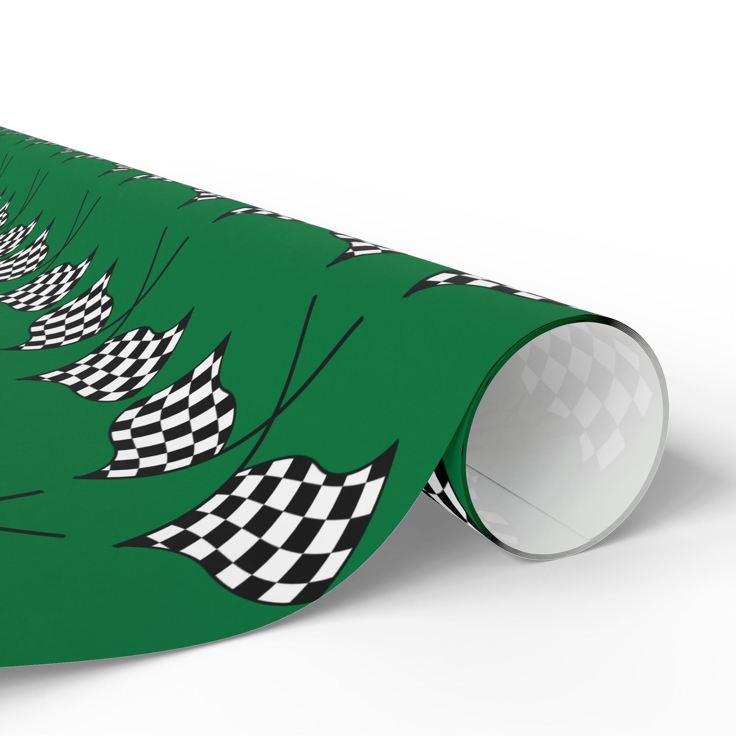 Checkered Flag Wrapping Paper — Racing Gift Wrap (GREEN)